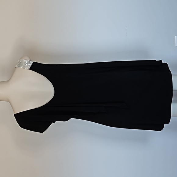 Dressbarn black sleeveless one shoulder stretchy dress-8 - Picture 5 of 9